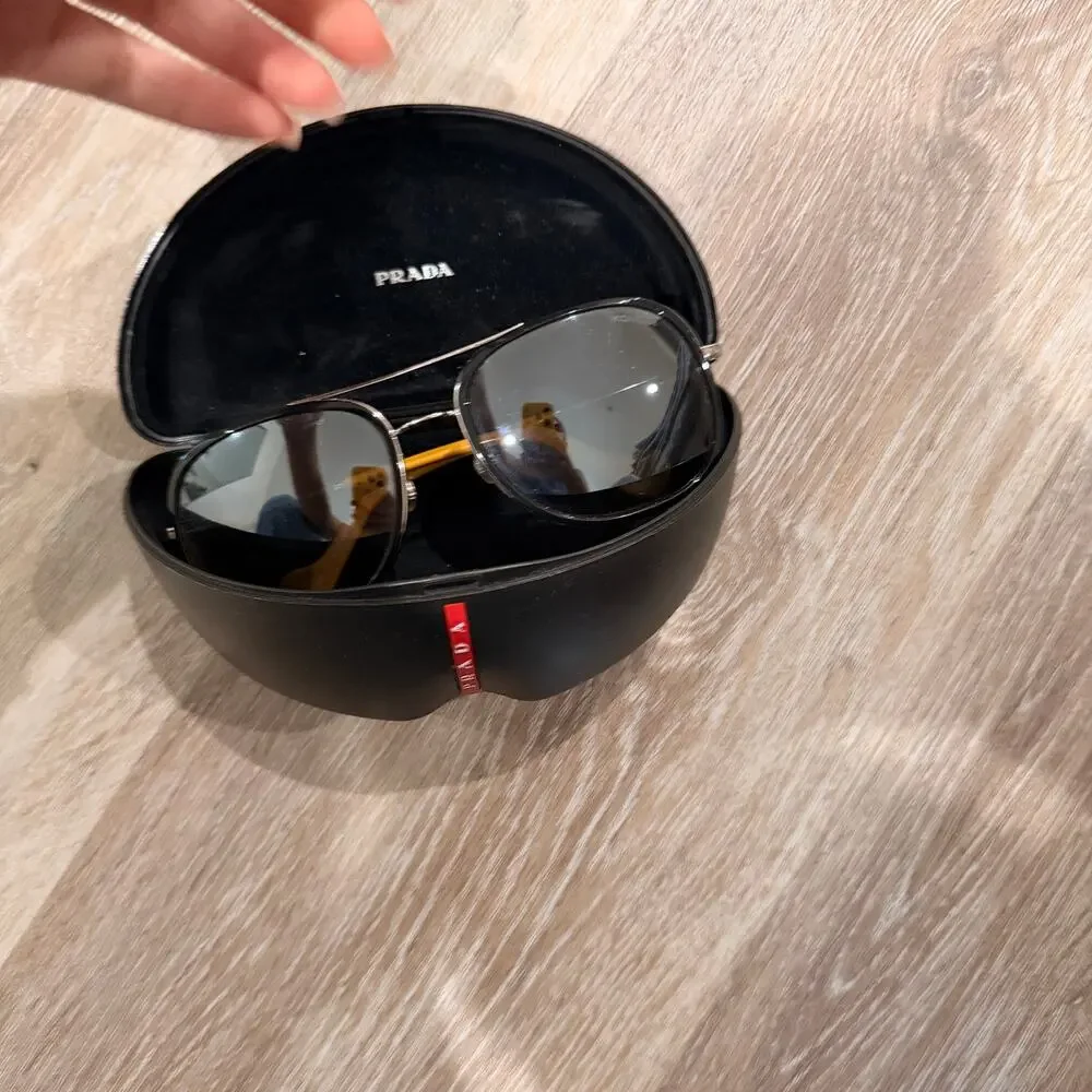 PRADA Aviator Yellow Sunglasses with Case